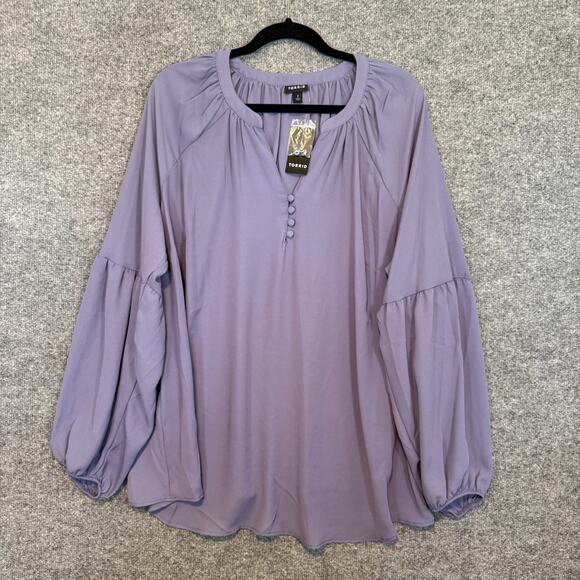 Torrid Shirt Womens 2X XXL Purple Milkmaid Flowy Bohemian Plus Size Blouse NEW - Picture 1 of 10